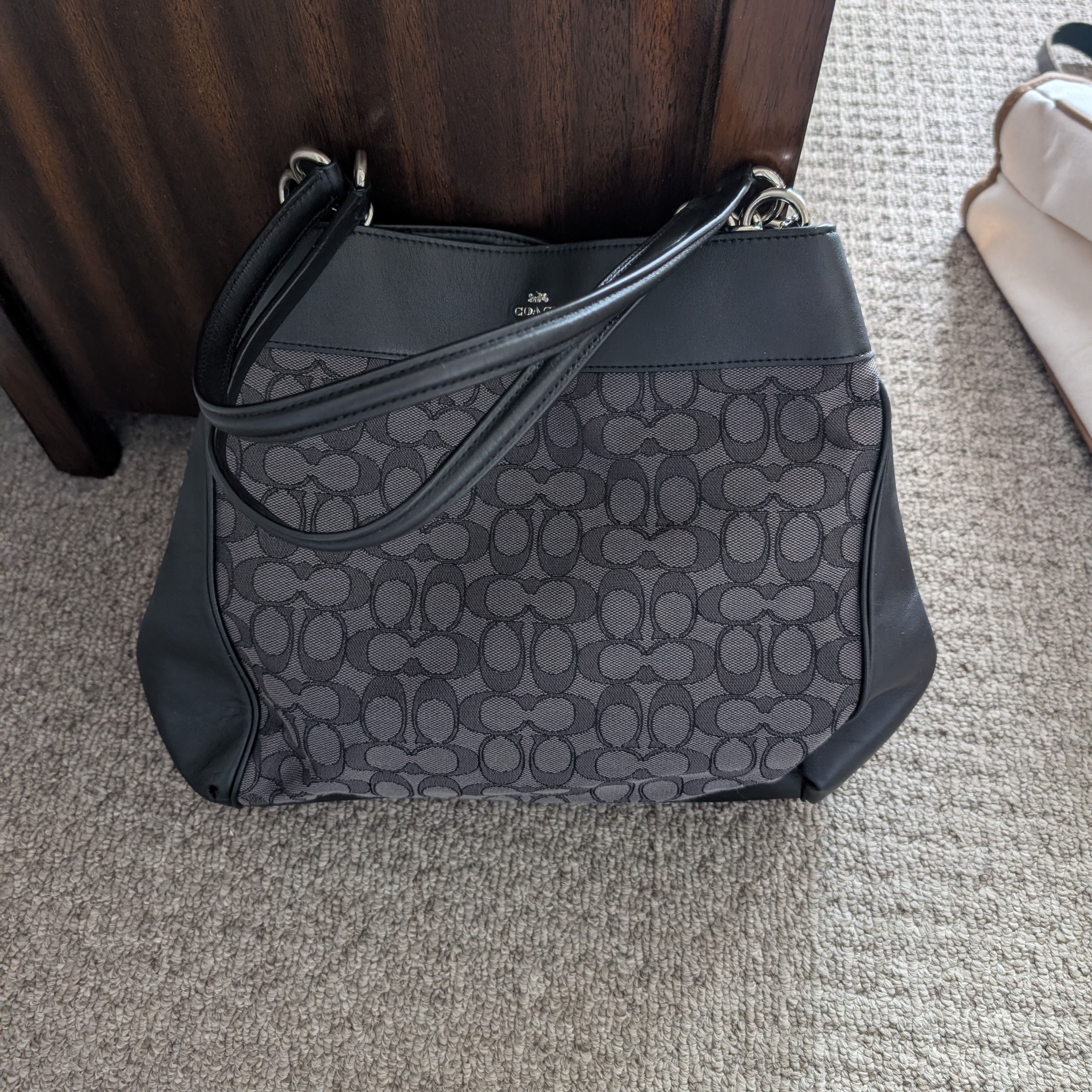 Coach Signature Jacquard Tote Bag In Grey/Black